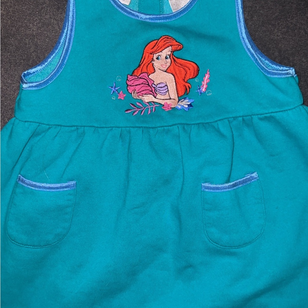 Vintage Teal Sleeveless Dress with Ariel Embroidery
